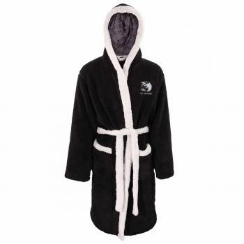 The Witcher Logo Bathrobe Unisex Supersoft Dressing Gown Black/White S/M 100% Polyester