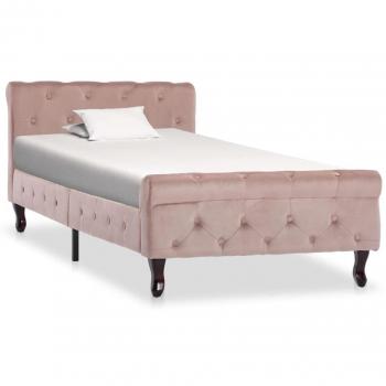 Elegantes Rosa Samt Bettgestell 90x200 cm