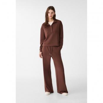 Large Soft Touch Brown Palazzo Trouser by Stradivarius