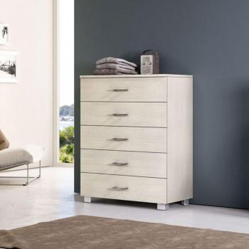 Commode SAMMY 5 tiroirs beige 81x44x103 cm en métal