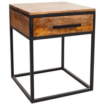 WANDERLUST DECO Mesita de madera y metal marrón 61x61x57