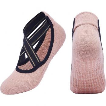 Frauen Pilates Socken mit Bandage, Antirutsch, schnell-trocknend, Dämpfung, Baumwolle