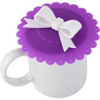 Tapa de taza de silicona, grado alimenticio, creativa y resistente al calor, con moño, 8 colores