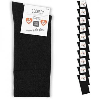 OCCULTO Diabetikersocken für Herren und Damen, 10 Paar, ohne Gummibund, Schwarz