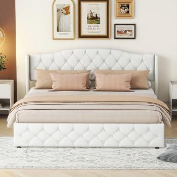 Letto Scatola Wishdor 180x200, Rete a Doghe, Colore Bianco