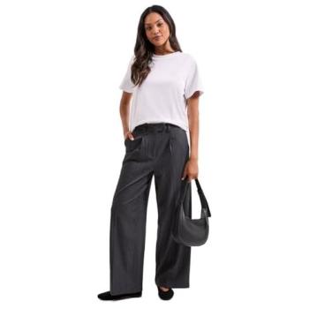 Pinstripe Wide‑Leg Trousers (Grey) – Dorothy Perkins, 14