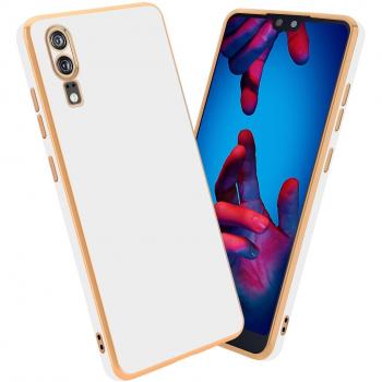 Funda de TPU para Huawei P20 con Protector de Cámara Brillante en Oro