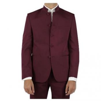 Veste Bordeaux Ajustée Col Mao