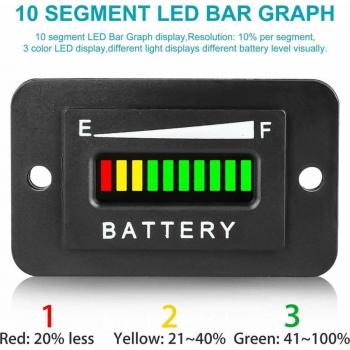 36V Lead-acid Battery Fuel Gauge for Golf Carts and Electric Vehicles Two-Line LCD Screen