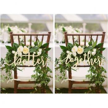 Wooden Hanging Wedding Chair Signs Better Together for Bride and Groom, 2pcs