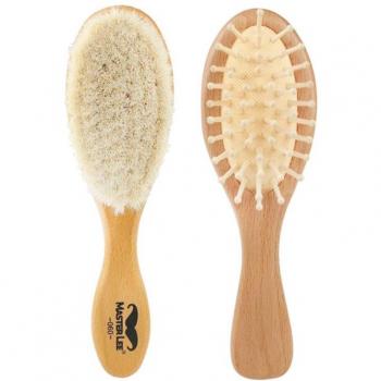 Cepillo de Pelo Natural y Peine de Madera para Bebés, Perfecto para Recién Nacidos 19QF
