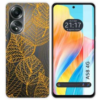 Funda Silicona Transparente Diseño Hojas Oppo A58 4G