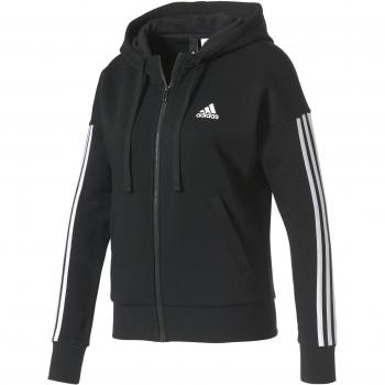 Adidas ESS 3S FZ HD Sudadera, Mujer, (Negro/Blanco), S