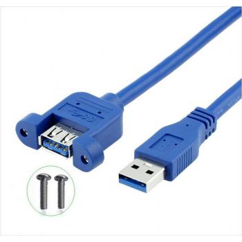 Câble d'extension USB 3.0 mâle à femelle, double vis blindée, montage sur panneau, 1.5M