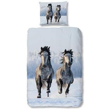 Lit en flanelle à motif cheval – 135 × 200 cm
