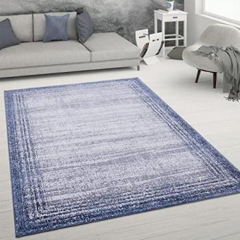 Tapis Abstrait Bleu Effet Usé 120x160 cm