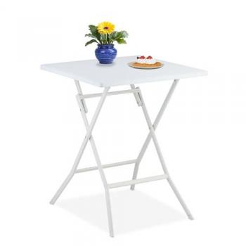 Relaxdays Carrée Pliante – table extérieure 73 × 62 × 62 cm, blanche