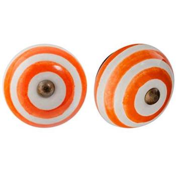 Striped Orange Ceramic Cabinet Handles – 24 Units
