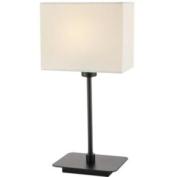 Night Glow Table Lamp – Sleek Black Base, White Cotton Shade