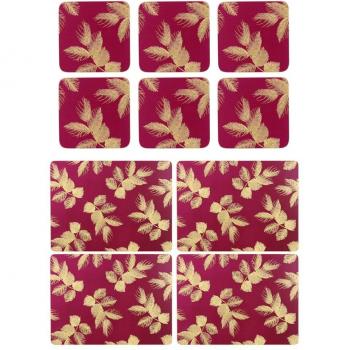 Pink Etched Leaf Placemats & Coasters by Sara Miller