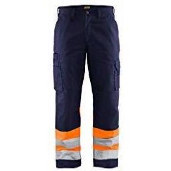 Blakläder High Visibility Warnschutz-Bundhose, orange/marineblau, Größe 58