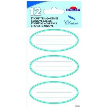 Pack d’Étiquettes Bleues Ovale – 12 unités