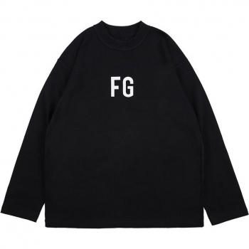 Camiseta Suelta de Manga Larga Hip Hop para Hombre FG Estampado de Letras