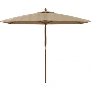 Parasol de terrasse en bois 299 x 240 cm couleur taupe