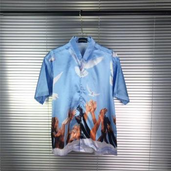 Chemise Dove bleue pour hommes et femmes, style streetwear