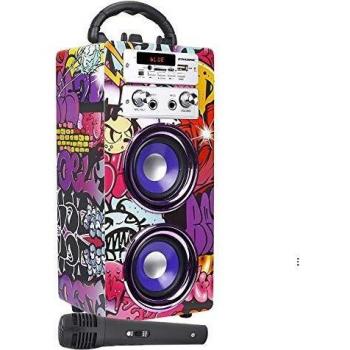DYNASONIC Altavoz Karaoke con Radio FM y Lector USB
