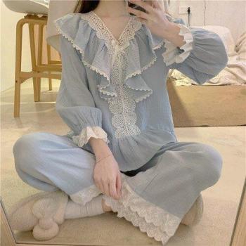Rêve de Soie Pyjama Duo – Style Cour en Coton Dentelé
