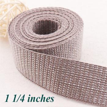 Correa de 1 1/4 gris con líneas plateadas para bolso