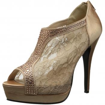 Stilvoller High Heels Ankle Pump – BELLA-26 Rotbraunsatin, US10/40