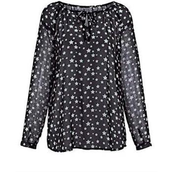 Amy Vermont Chiffon Damenbluse in Schwarz (36)