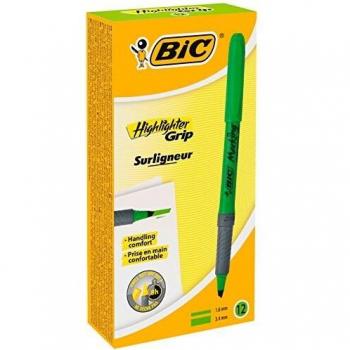 BIC Lot de 3 Surligneurs HIGHLIGHTER GRIP Pte Biiseau Moy. Vert