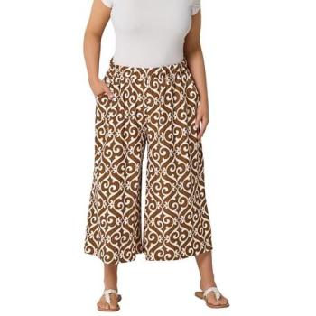 Female Brown Crop Plissé Trousers – Size 20