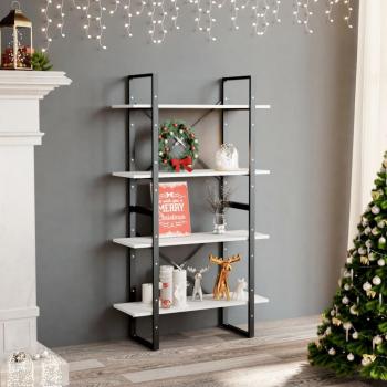 4-Tier White Book Cabinet 80x30x140 cm