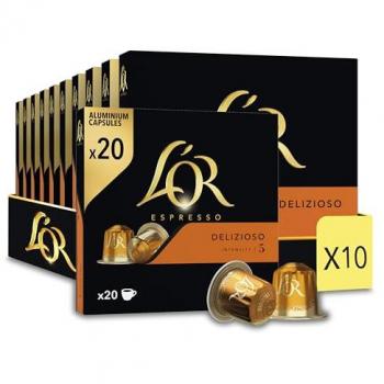 Espresso Delizioso L'OR – Ensemble 10, 20 capsules, 104 g, intensité 5