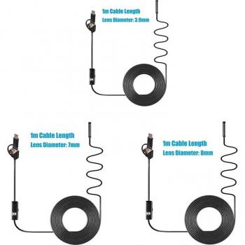 Endoscope 3-en-1 avec caméra intégrée, 6 LEDs, étanche IP67, connexion USB type-C pour Android