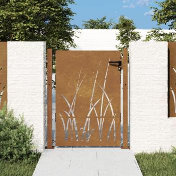 VidaXL abschließbares Gartentor 105x130 cm Cortenstahl Gras-Design