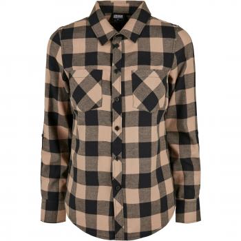 Blusa Elegante Turnup en Cuadros – Negro / Taupe Suave