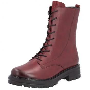 Damen Schnürboots REMONTE, dunkelrot used, Größe 40, Blockabsatz, Chunky Boots