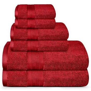 Trident Towels 100% Cotton Bath Towels Hand Towels Washcloths Set Crimson