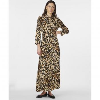 YAS Maxikleid mit durchgehender Knopfleiste Modell 'SAVANNA' in Hellbraun, Größe L