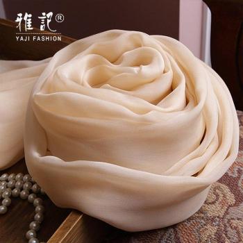 Bufanda suave de seda 100% para mujer, color beige nude