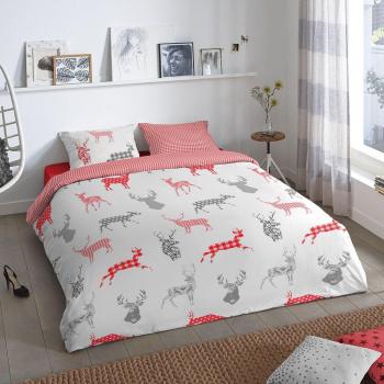 Traumschlaf Flanellbettwäsche „Luchs & Reh“ (155 × 220 cm + 80 × 80 cm)