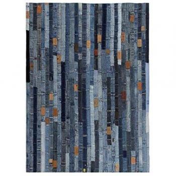 Tapis de salon patchwork jean bleu 160×230 cm