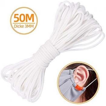 Cuerda Elástica para Ropa 3mm Blanca