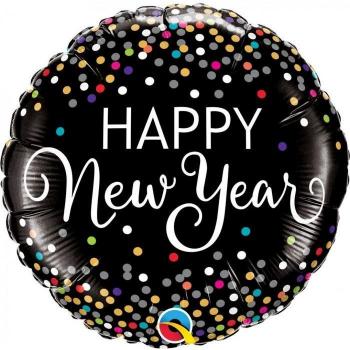 Confetti New Year Foil Balloon by Qualatex – Black/White Edition