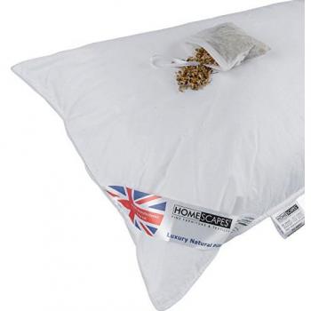 Oreiller Homescapes Camomille – Duvet + Plumes d’Oie, 50 x 75 cm